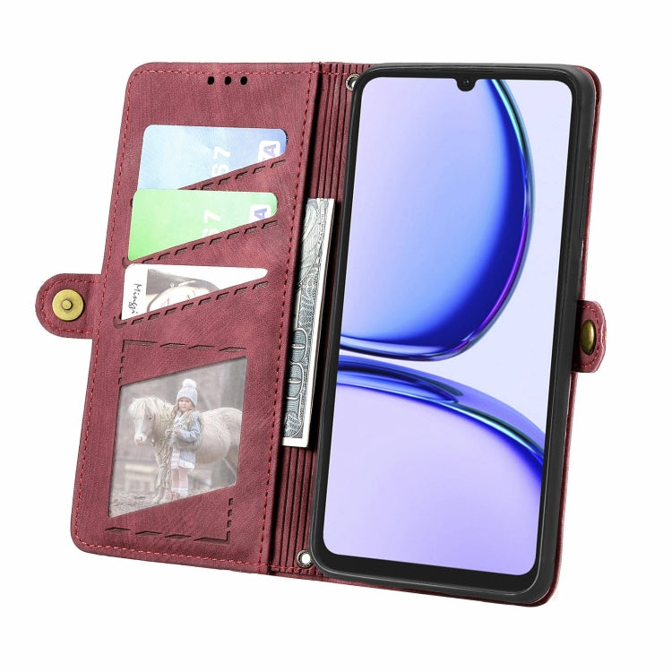 For Realme Note 50 Geometric Zipper Wallet Side Buckle Leather Phone Case