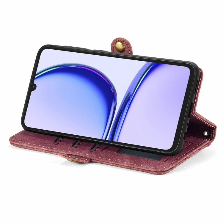 For Realme Note 50 Geometric Zipper Wallet Side Buckle Leather Phone Case