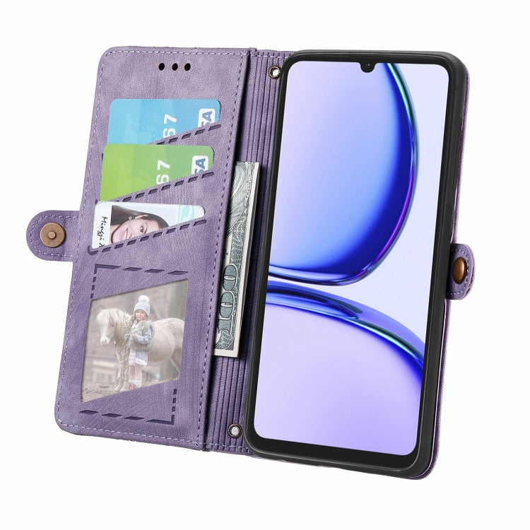 For Realme Note 50 Geometric Zipper Wallet Side Buckle Leather Phone Case