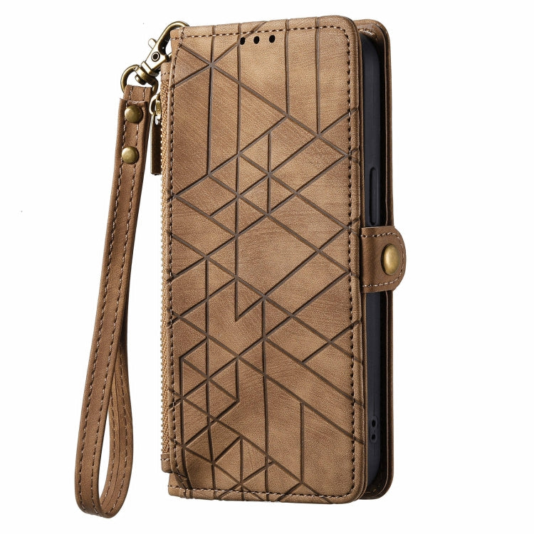 For Realme Note 50 Geometric Zipper Wallet Side Buckle Leather Phone Case