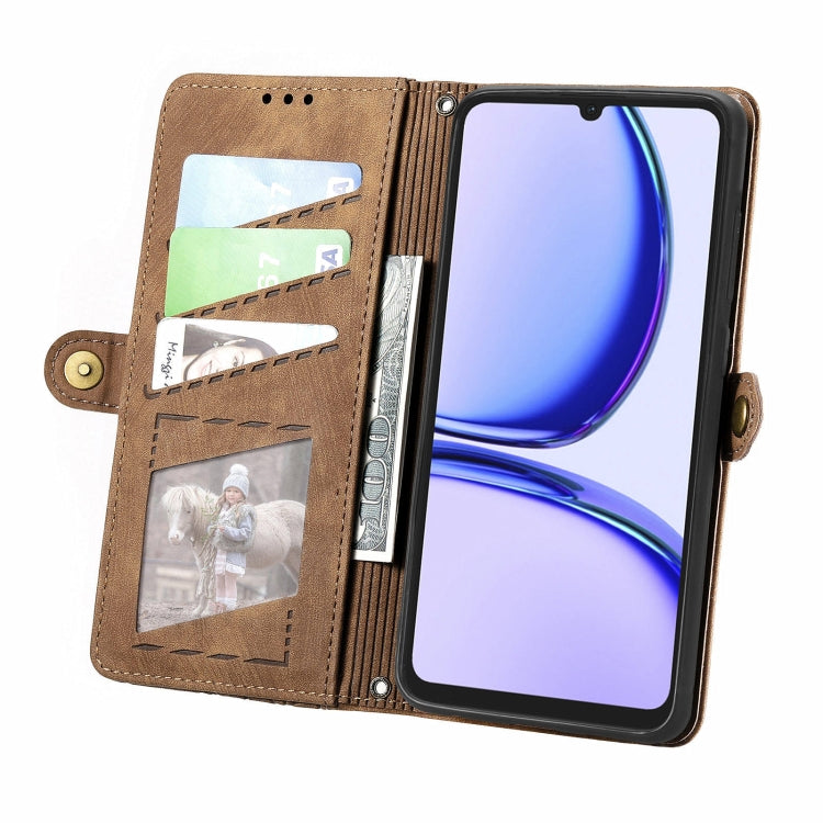 For Realme Note 50 Geometric Zipper Wallet Side Buckle Leather Phone Case