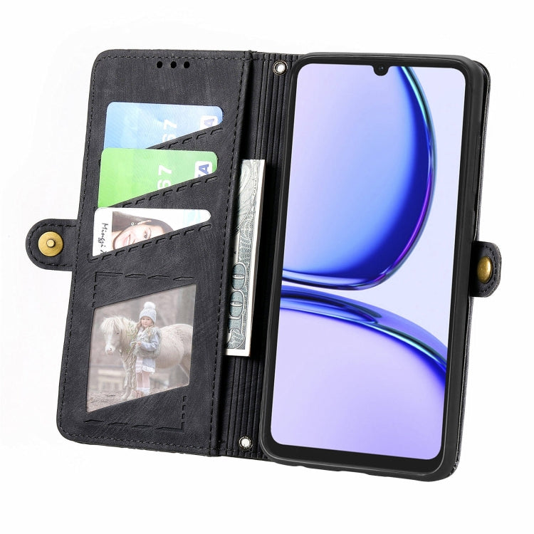 For Realme Note 50 Geometric Zipper Wallet Side Buckle Leather Phone Case