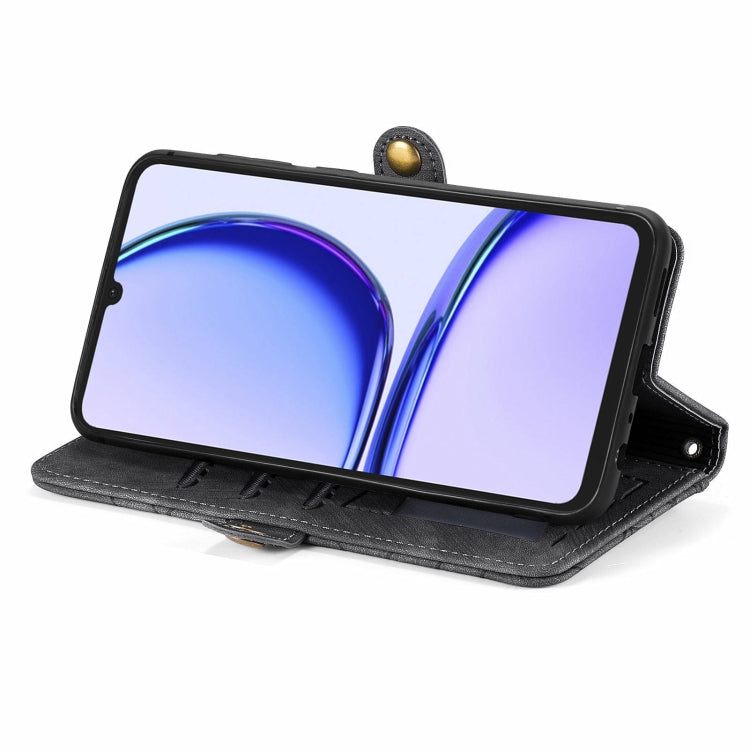 For Realme Note 50 Geometric Zipper Wallet Side Buckle Leather Phone Case