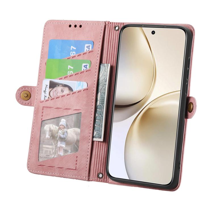 For Realme 14 Pro+ Geometric Zipper Wallet Side Buckle Leather Phone Case