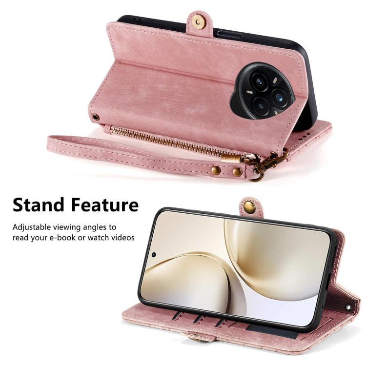For Realme 14 Pro+ Geometric Zipper Wallet Side Buckle Leather Phone Case