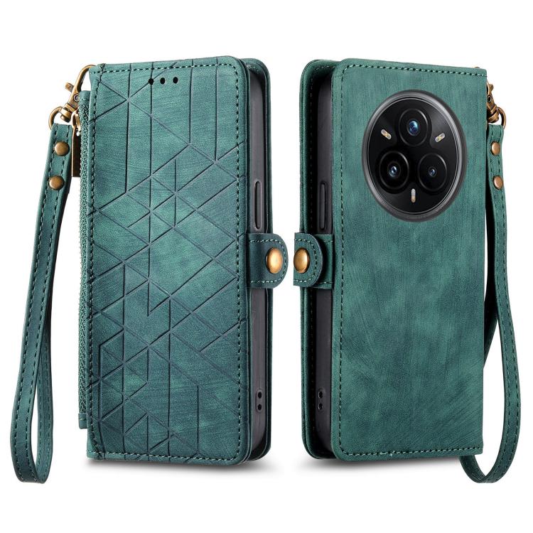 For Realme 14 Pro+ Geometric Zipper Wallet Side Buckle Leather Phone Case