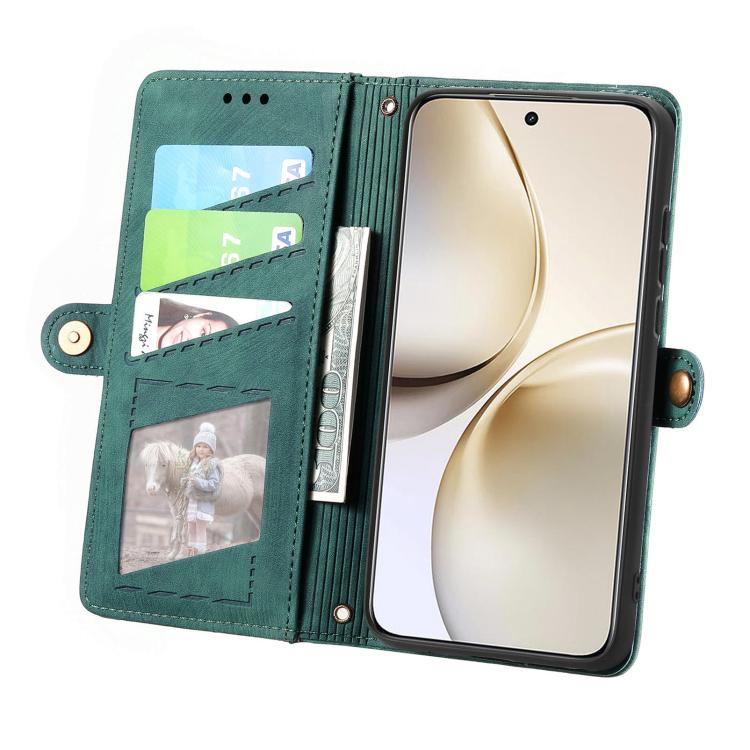For Realme 14 Pro+ Geometric Zipper Wallet Side Buckle Leather Phone Case