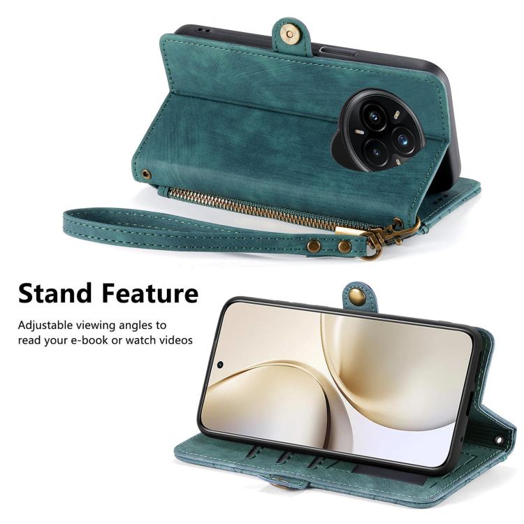 For Realme 14 Pro+ Geometric Zipper Wallet Side Buckle Leather Phone Case