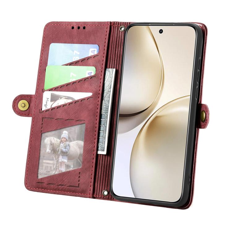 For Realme 14 Pro+ Geometric Zipper Wallet Side Buckle Leather Phone Case