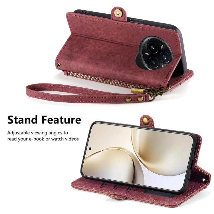 For Realme 14 Pro+ Geometric Zipper Wallet Side Buckle Leather Phone Case