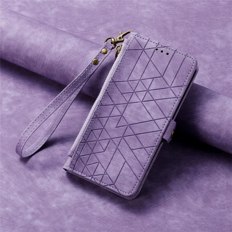 For Realme 14 Pro+ Geometric Zipper Wallet Side Buckle Leather Phone Case