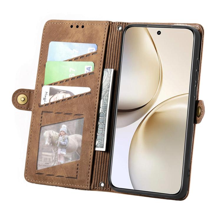 For Realme 14 Pro+ Geometric Zipper Wallet Side Buckle Leather Phone Case