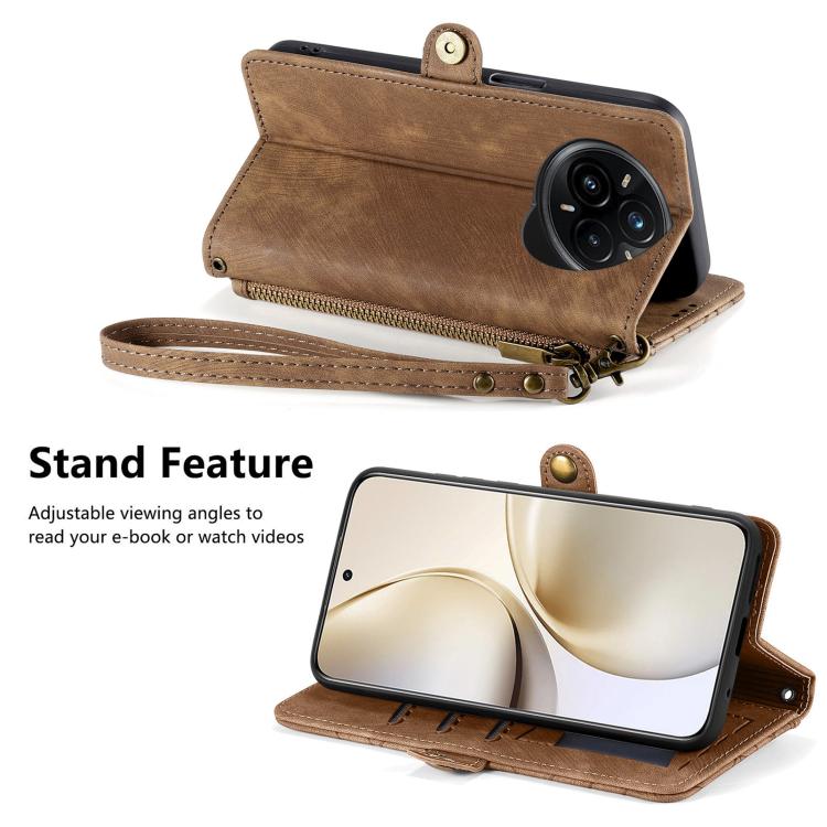 For Realme 14 Pro+ Geometric Zipper Wallet Side Buckle Leather Phone Case