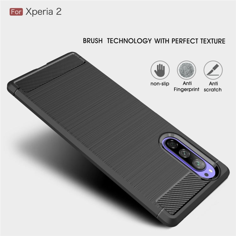 Brushed Texture Carbon Fiber TPU Case for Sony Xperia 2(Black)