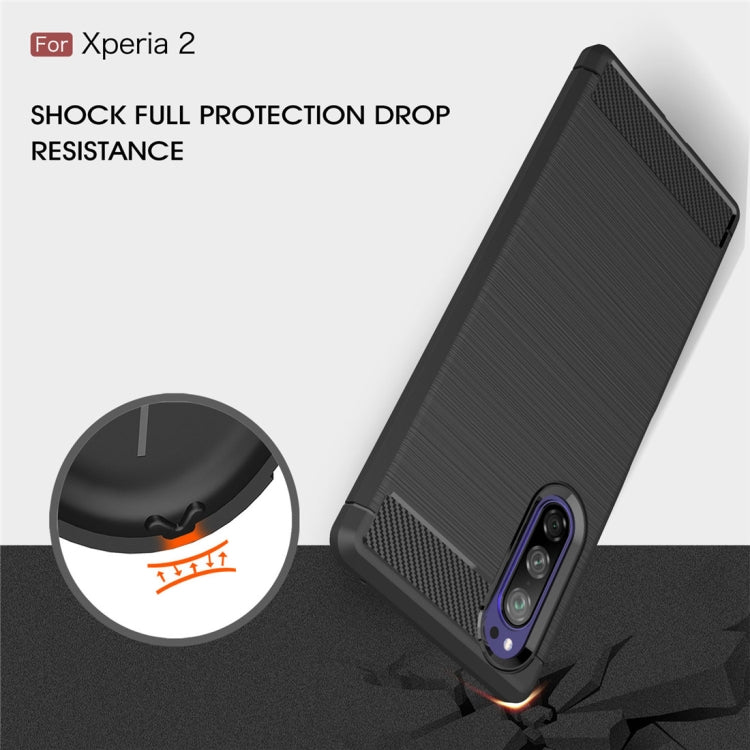 Brushed Texture Carbon Fiber TPU Case for Sony Xperia 2(Black)