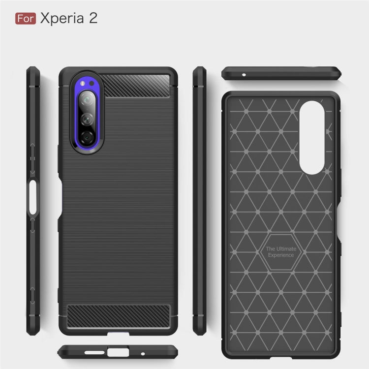 Brushed Texture Carbon Fiber TPU Case for Sony Xperia 2(Black)