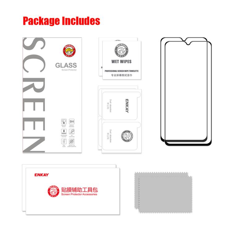 For Samsung Galaxy A17 5G 2pcs ENKAY Hat-Prince Full Glue High Aluminum-silicon Tempered Glass Film