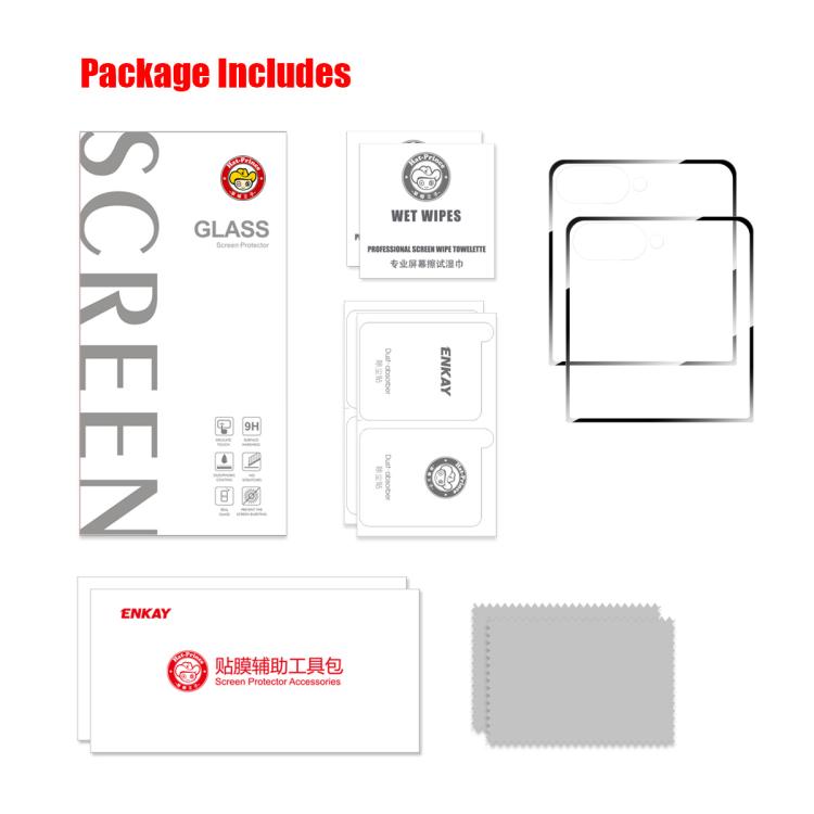 For Samsung Galaxy Z Flip7 2pcs ENKAY Hat-Prince Full Glue High Aluminum-silicon Tempered Glass Film
