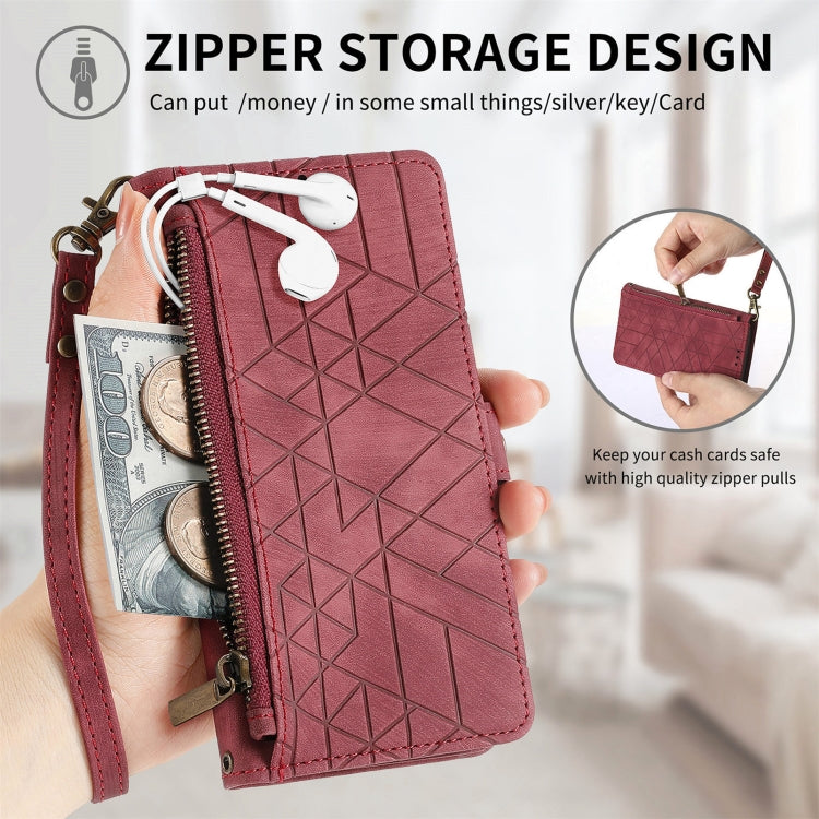 For Honor Play 50 Plus Geometric Zipper Wallet Side Buckle Leather Phone Case