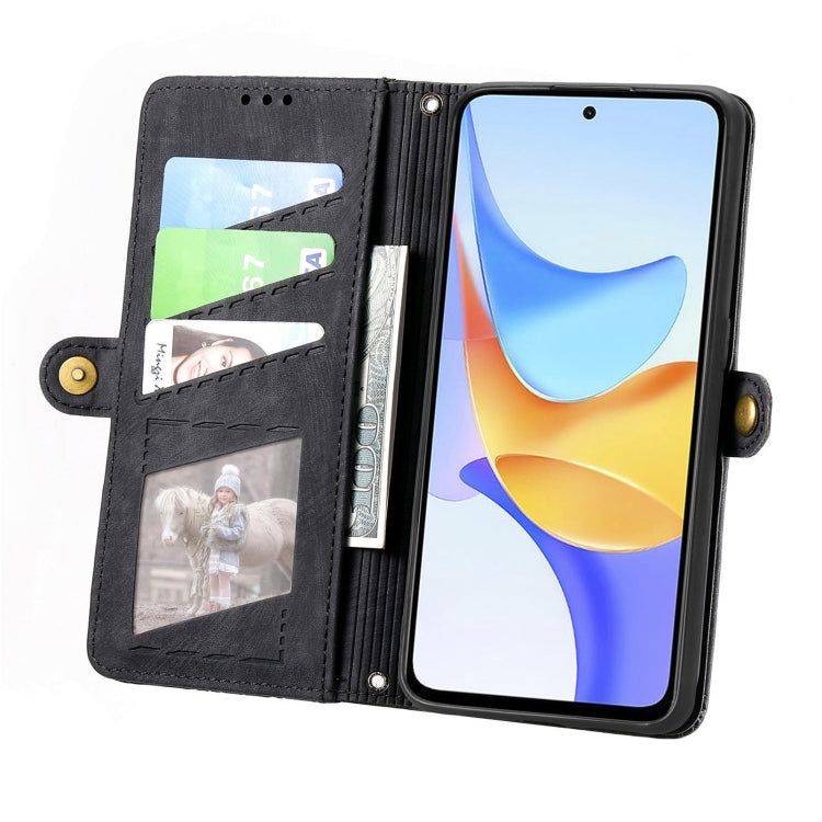 For Honor Play 50 Plus Geometric Zipper Wallet Side Buckle Leather Phone Case