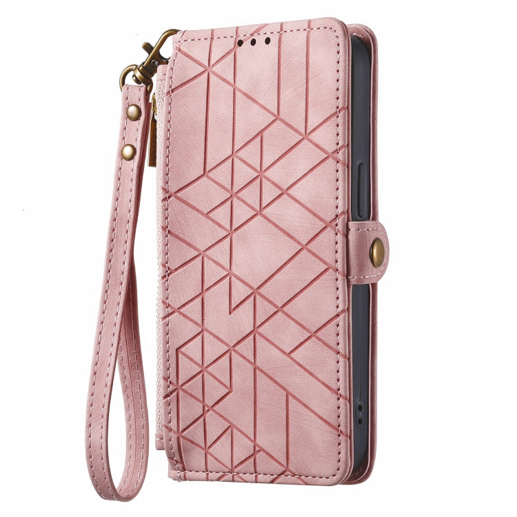 For Honor 200 Lite Global  Geometric Zipper Wallet Side Buckle Leather Phone Case
