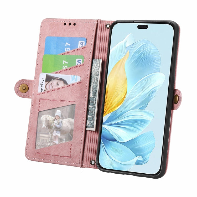 For Honor 200 Lite Global  Geometric Zipper Wallet Side Buckle Leather Phone Case