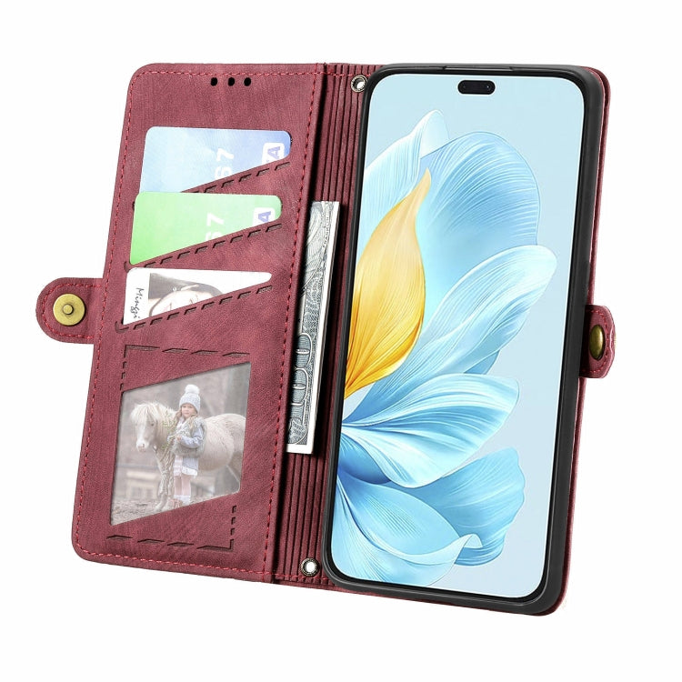 For Honor 200 Lite Global  Geometric Zipper Wallet Side Buckle Leather Phone Case