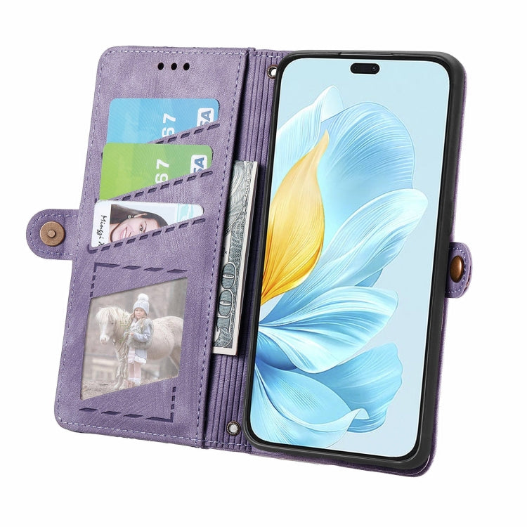 For Honor 200 Lite Global  Geometric Zipper Wallet Side Buckle Leather Phone Case