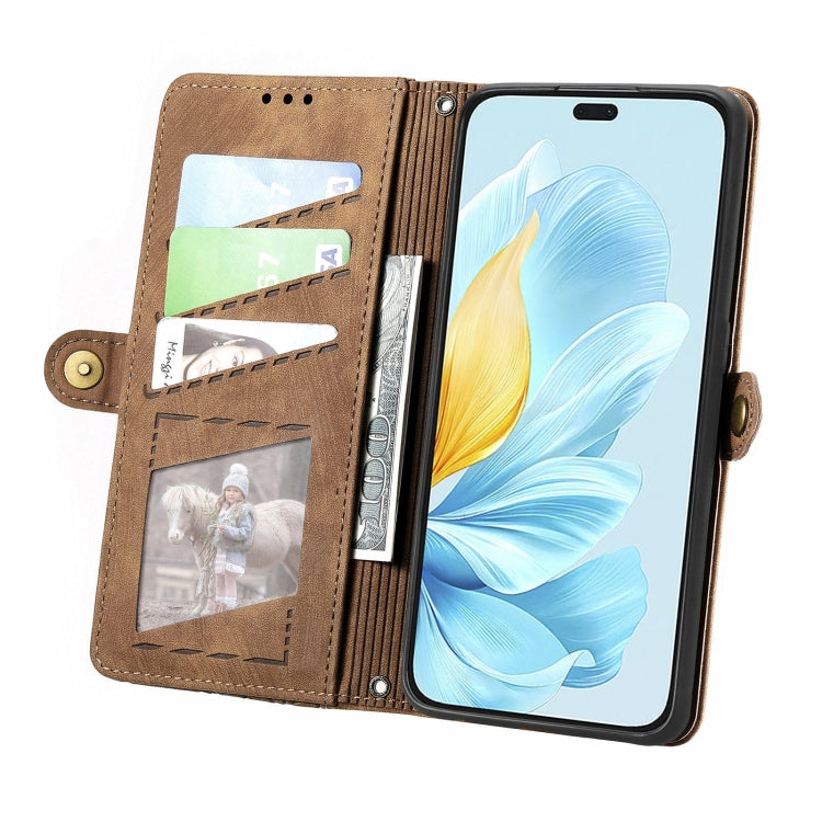 For Honor 200 Lite Global  Geometric Zipper Wallet Side Buckle Leather Phone Case