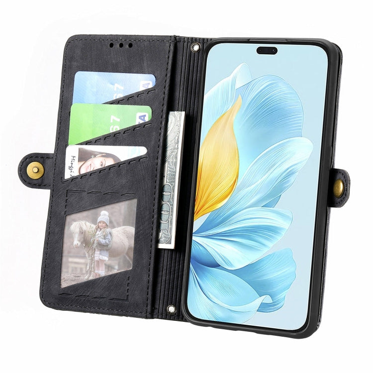 For Honor 200 Lite Global  Geometric Zipper Wallet Side Buckle Leather Phone Case
