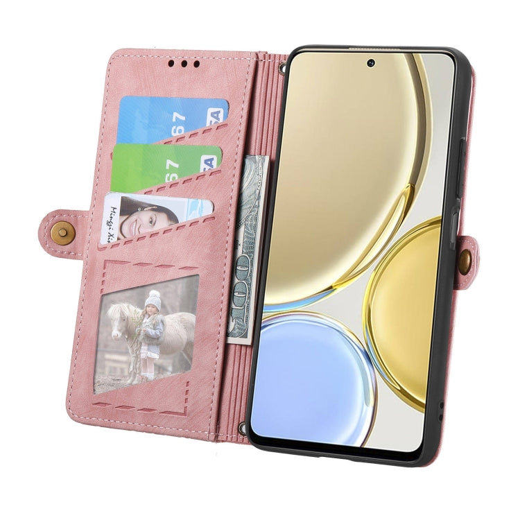 For Honor X30 Geometric Zipper Wallet Side Buckle Leather Phone Case