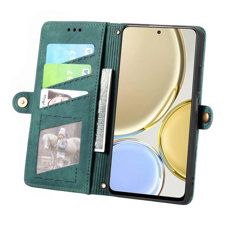 For Honor X30 Geometric Zipper Wallet Side Buckle Leather Phone Case