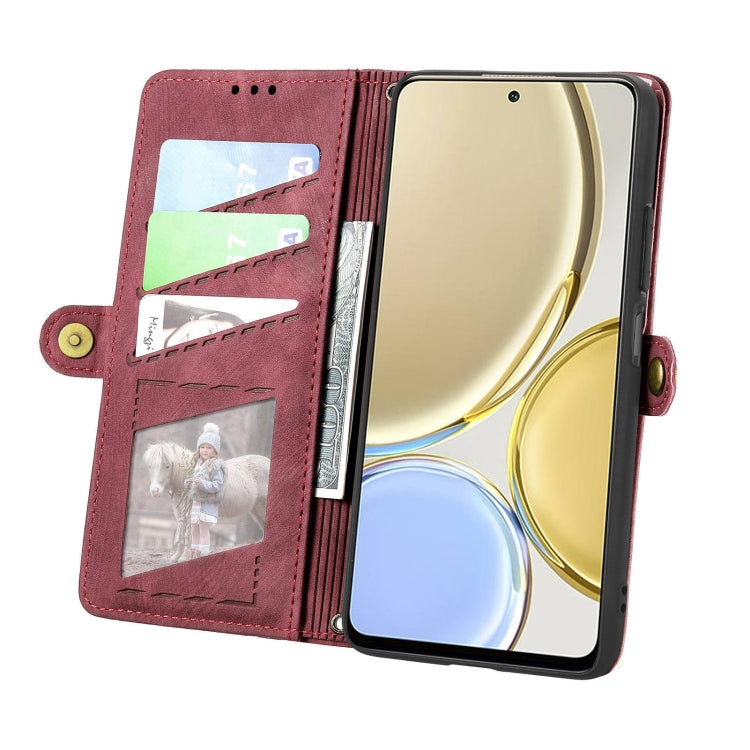 For Honor X30 Geometric Zipper Wallet Side Buckle Leather Phone Case