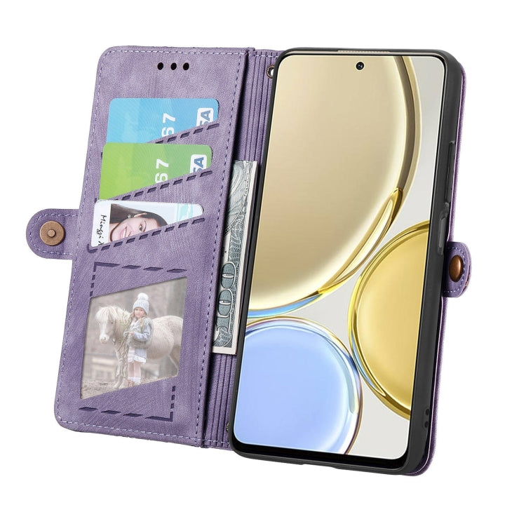 For Honor X30 Geometric Zipper Wallet Side Buckle Leather Phone Case