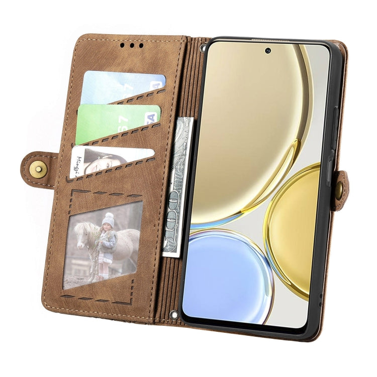 For Honor X30 Geometric Zipper Wallet Side Buckle Leather Phone Case