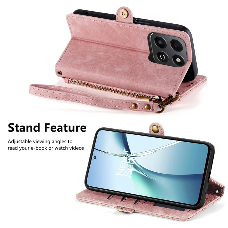 For Honor 200 Smart Geometric Zipper Wallet Side Buckle Leather Phone Case