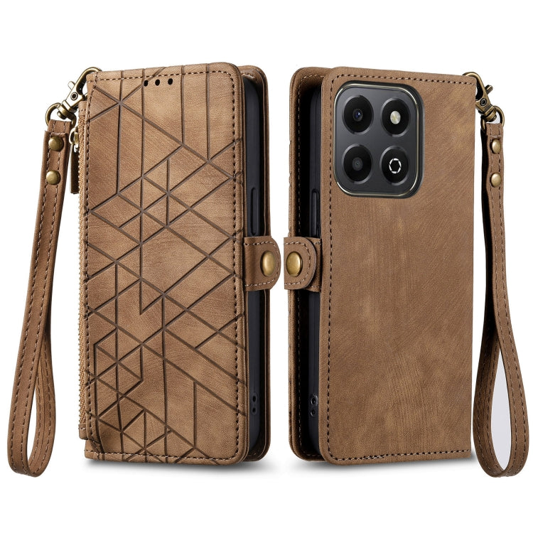 For Honor 200 Smart Geometric Zipper Wallet Side Buckle Leather Phone Case
