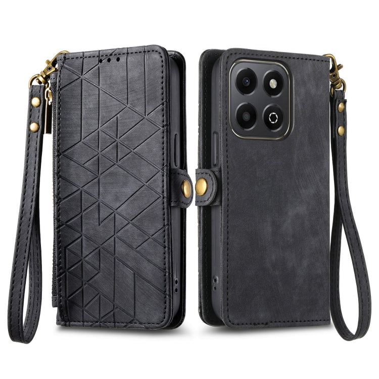 For Honor 200 Smart Geometric Zipper Wallet Side Buckle Leather Phone Case