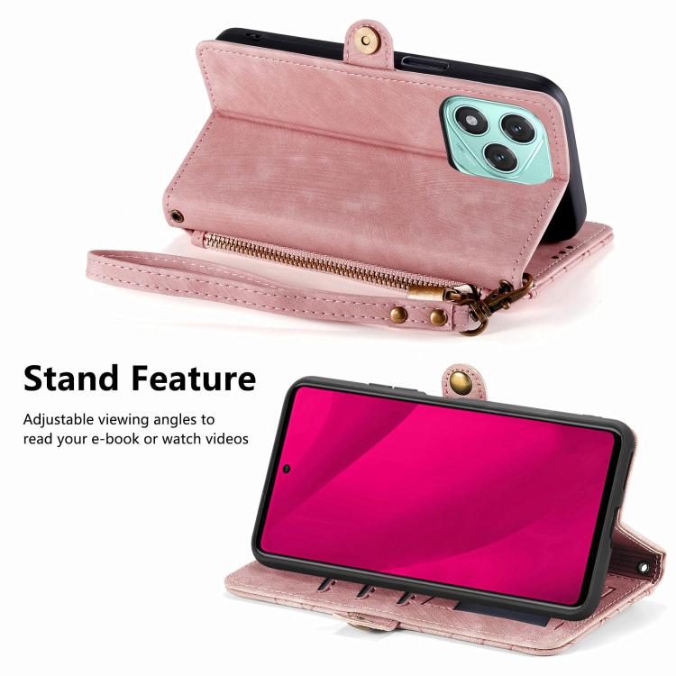 For Honor 400 Lite Global Geometric Zipper Wallet Side Buckle Leather Phone Case