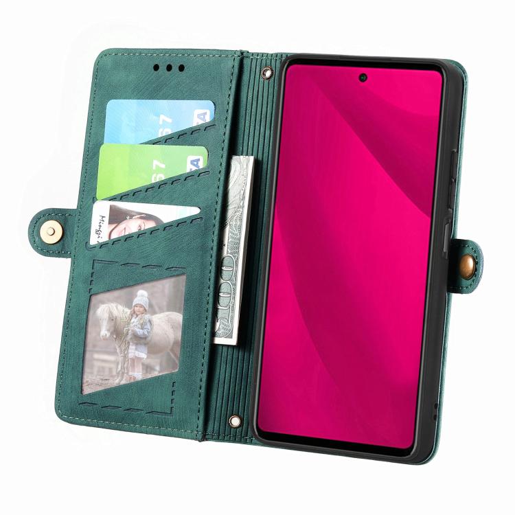 For Honor 400 Lite Global Geometric Zipper Wallet Side Buckle Leather Phone Case