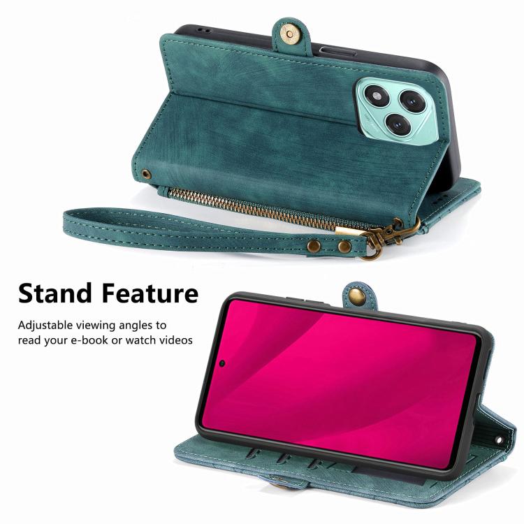 For Honor 400 Lite Global Geometric Zipper Wallet Side Buckle Leather Phone Case