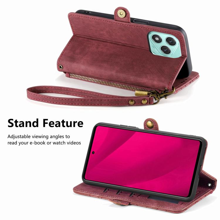 For Honor 400 Lite Global Geometric Zipper Wallet Side Buckle Leather Phone Case