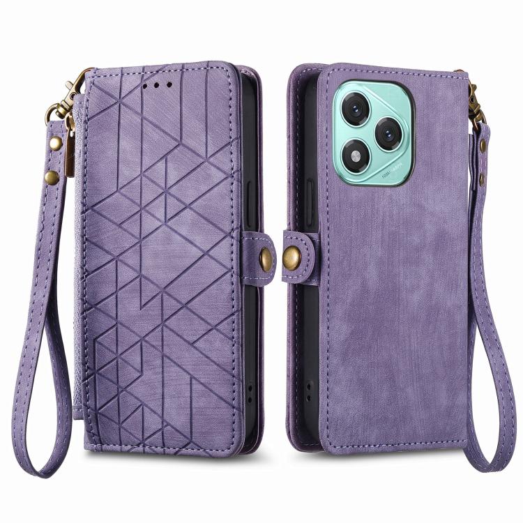 For Honor 400 Lite Global Geometric Zipper Wallet Side Buckle Leather Phone Case