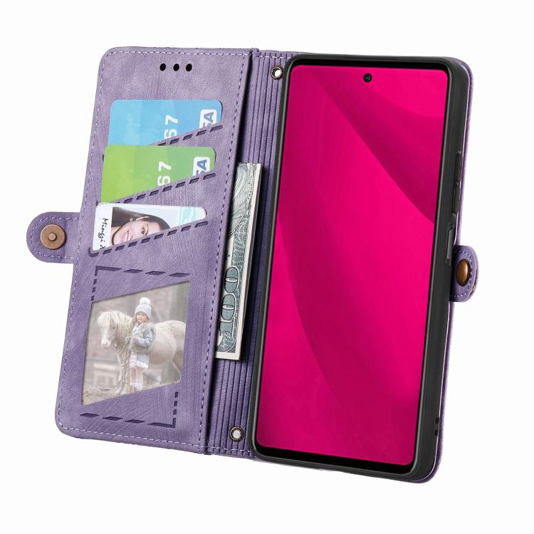 For Honor 400 Lite Global Geometric Zipper Wallet Side Buckle Leather Phone Case