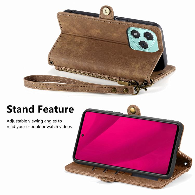 For Honor 400 Lite Global Geometric Zipper Wallet Side Buckle Leather Phone Case