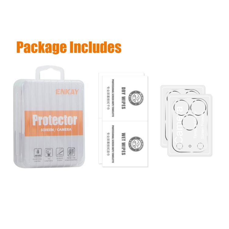 For iPhone 17 Pro 2pcs ENKAY Hat-Prince 9H Rear Camera Lens Tempered Glass Film