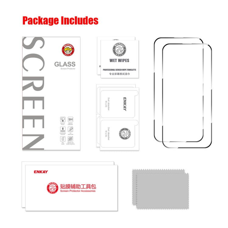 For iPhone 16 Pro 2pcs ENKAY Full Glue High Aluminum-silicon Tempered Glass Film