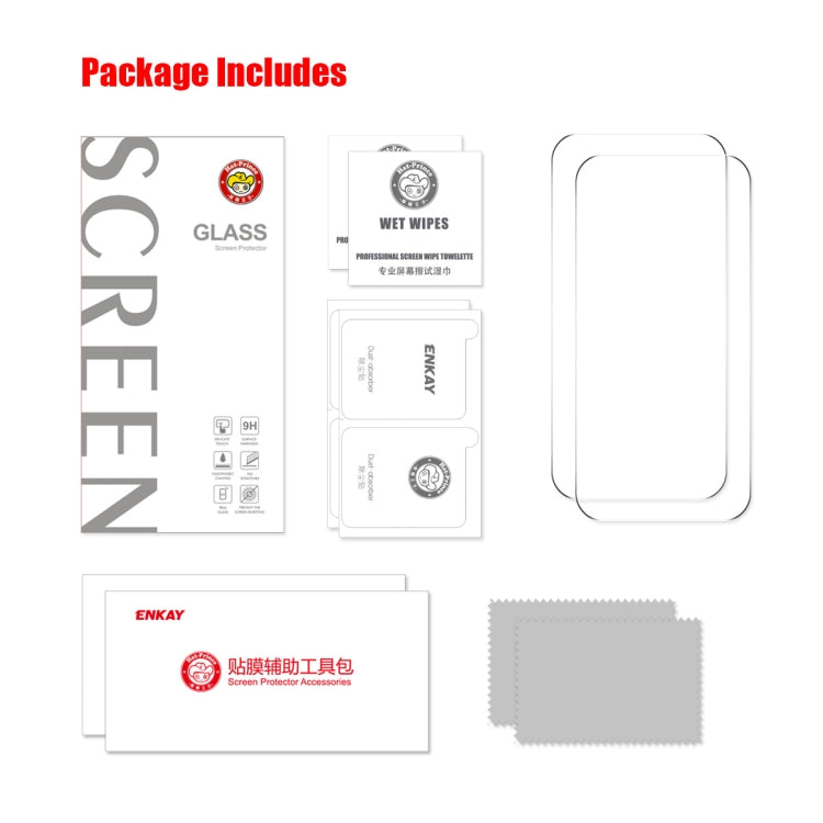 For iPhone 16 Pro 2pcs NKAY 0.26mm 9H 2.5D High Aluminum-silicon Tempered Glass Film