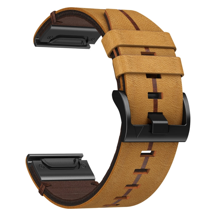 For Garmin Fenix 8 AMOLED 47mm Leather Textured 22mm Watch Band