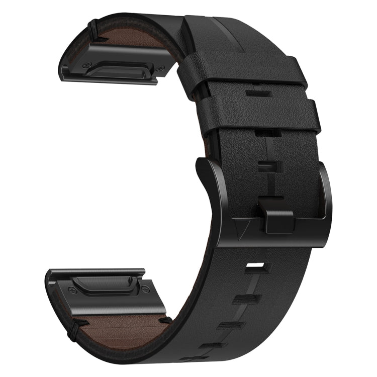 For Garmin Fenix E 47mm Leather Textured 22mm Watch Band
